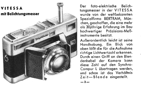 Sammlung Kurt Tauber Bedienungsanleitung Voigtländer Vitessa